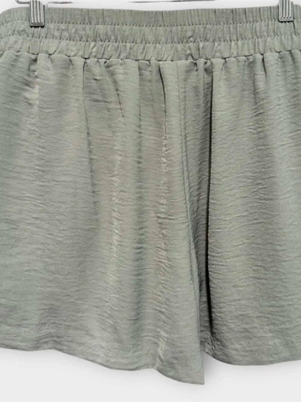 SOHO Womens High Waisted Shorts with Tie Belt Elastic Waist Light Green Size L